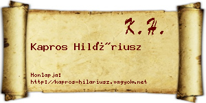 Kapros Hiláriusz névjegykártya